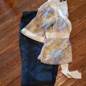 INC silk wrap blouse EUC